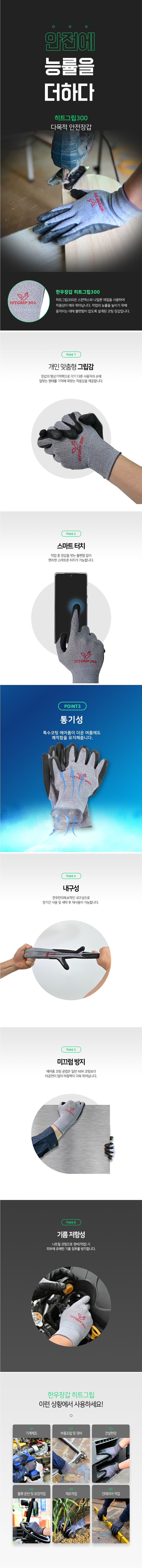 [HANWOO] 히트그립 300 NBR 코팅장갑 (10개입)