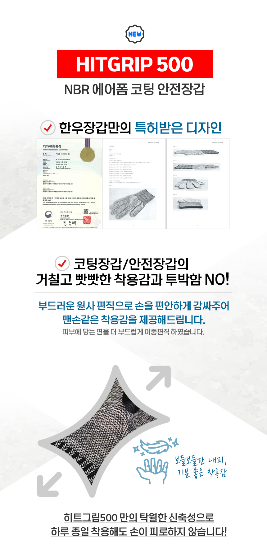 [HANWOO] 히트그립 500 NBR 코팅장갑 (10개입)